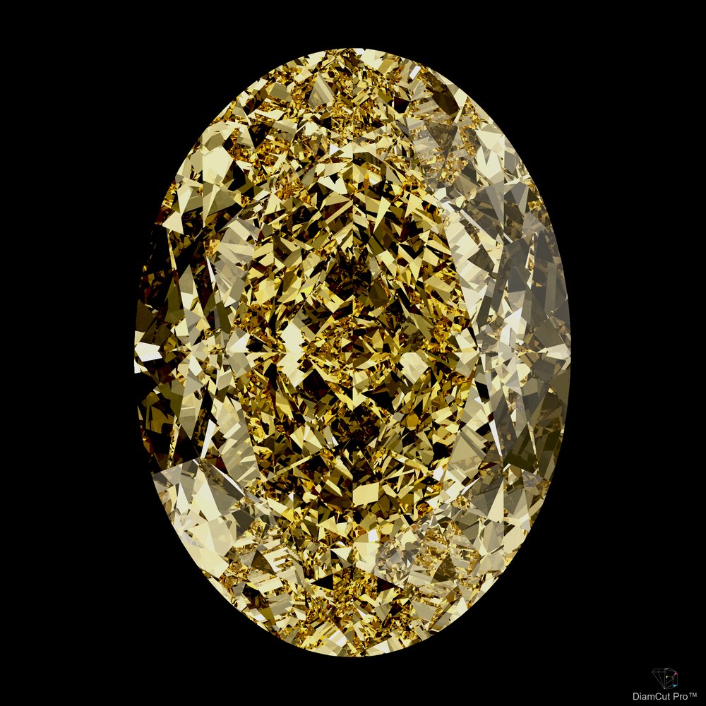 Fancy intense yellow oval under display lighting